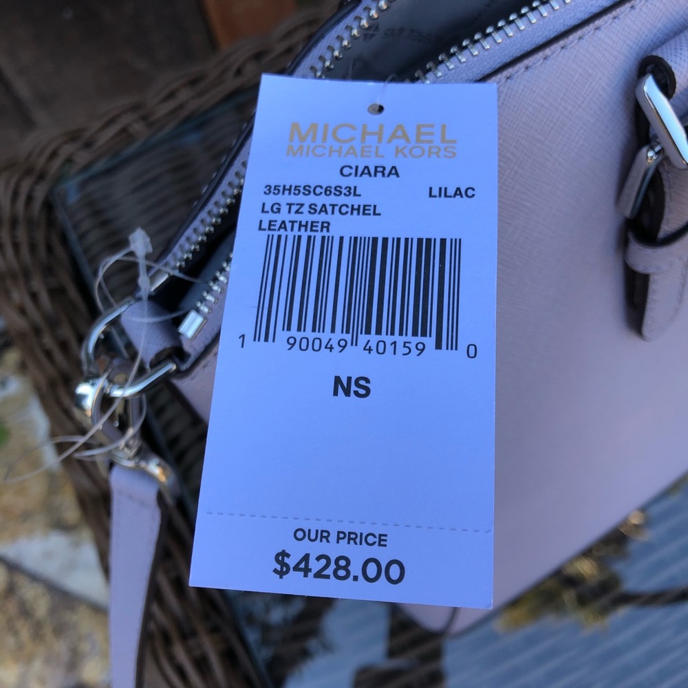 NWT Michael Kors large Ciara leather satchel lilac - Picture 6 of 8